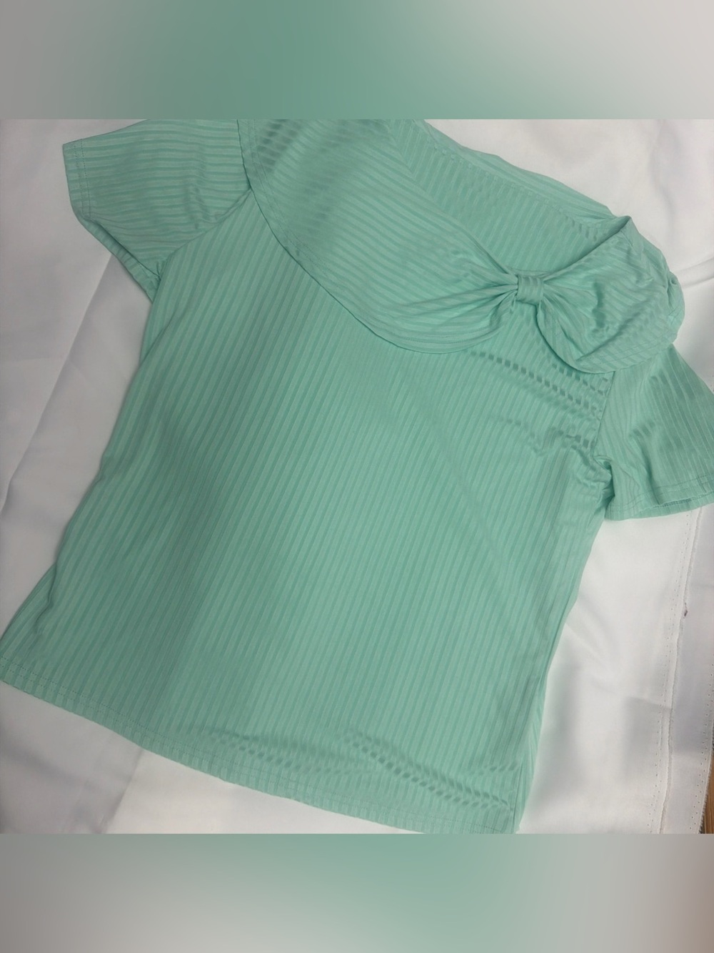 Women’s Mint Green Short Sleeve Ribbed Top